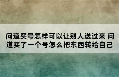 问道买号怎样可以让别人送过来 问道买了一个号怎么把东西转给自己